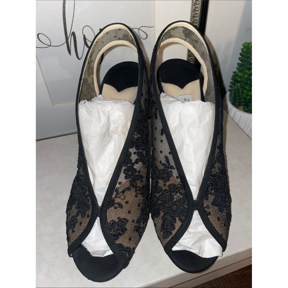 Jimmy Choo Shar 85 Black Floral Lace Peep-Toe Heels Size US 9 / EU 39 MSRP $1200 - Picture 3 of 16